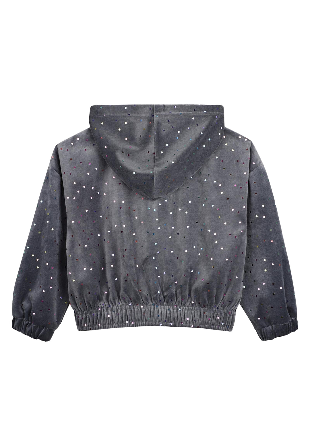 Felpa zip con cappuccio grigia per bambina