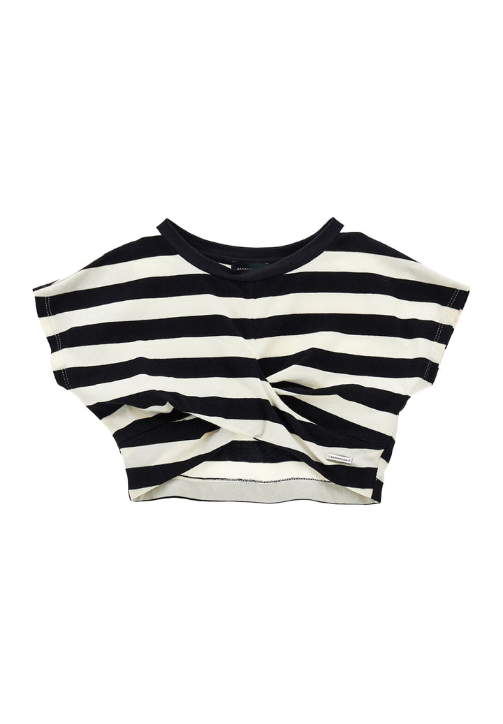 T-shirt cropper nero-bianco per bamina