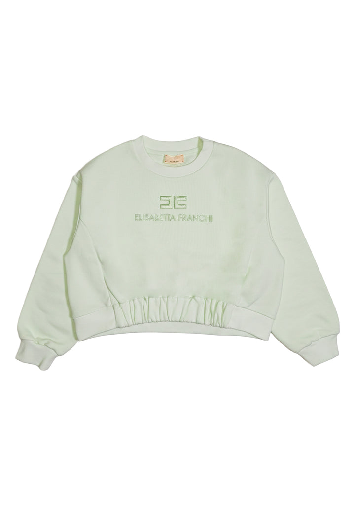 Felpa girocollo verde per bambina