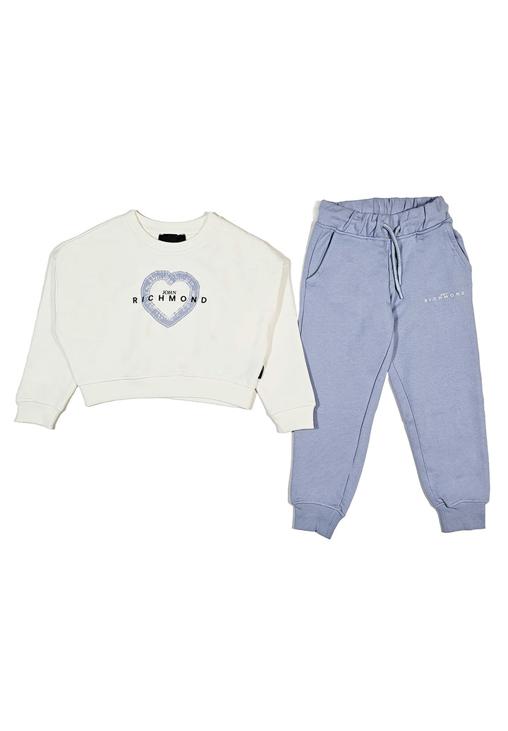 White and light blue sweatshirt set for girls