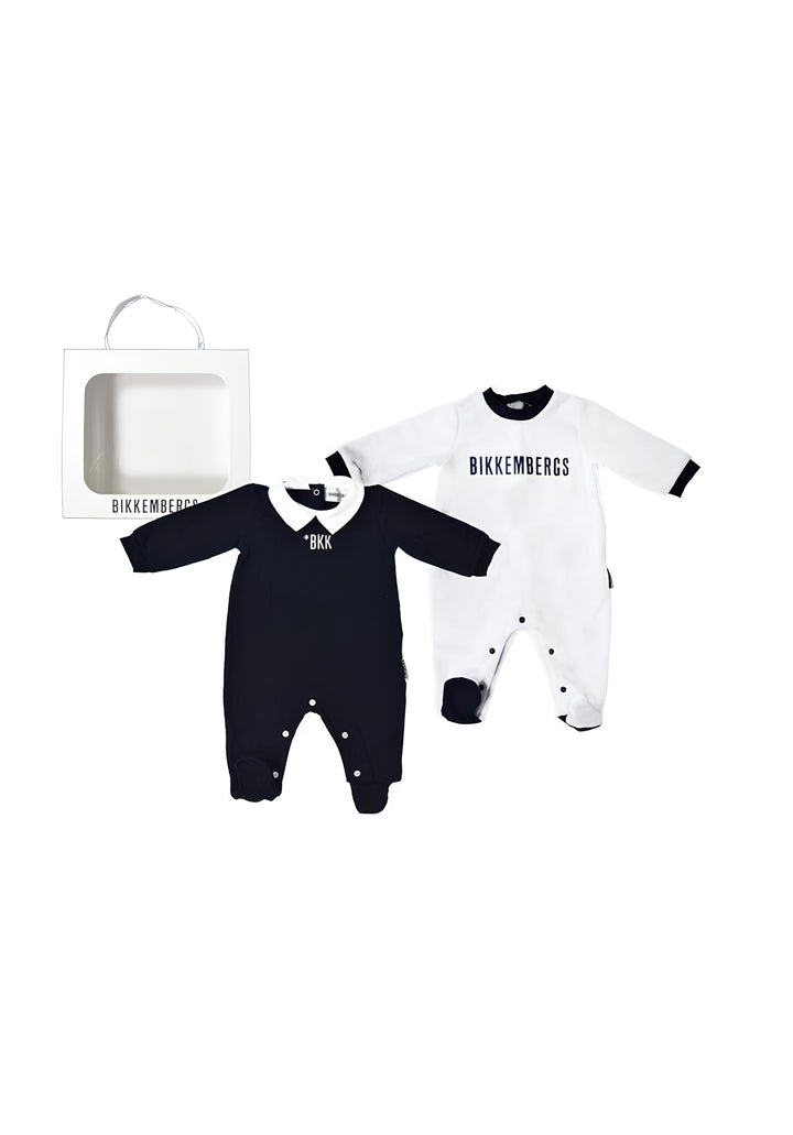 Set aus weißen und blauen Onesies für Neugeborene