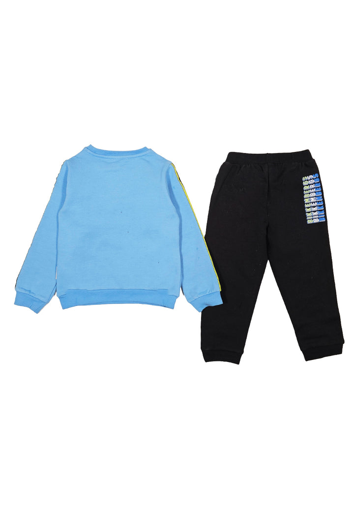 Hellblau-schwarzes Sweatshirt-Set für Jungen