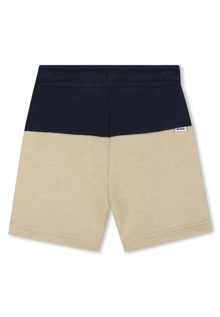 Bermuda felpa blu navy-beige per bambino