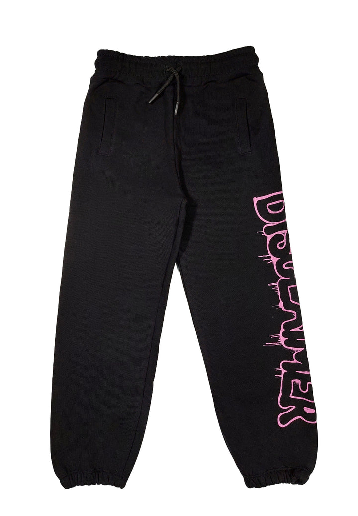 Pantalone felpa nero-rosa per bambina