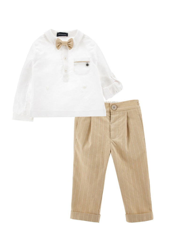 Weißes und beiges Outfit für neugeborenes Mädchen