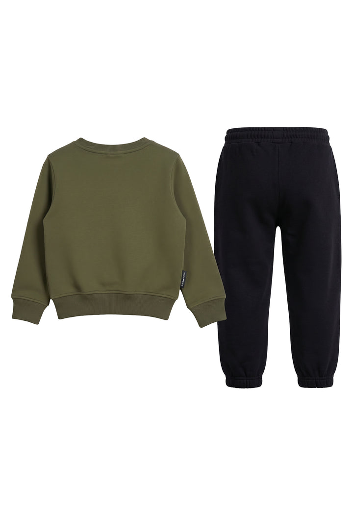 Completo felpa verde-nero per bambino