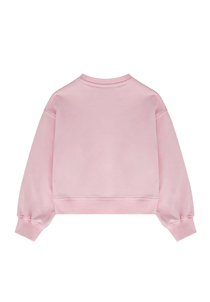 Felpa girocollo rosa per bambina
