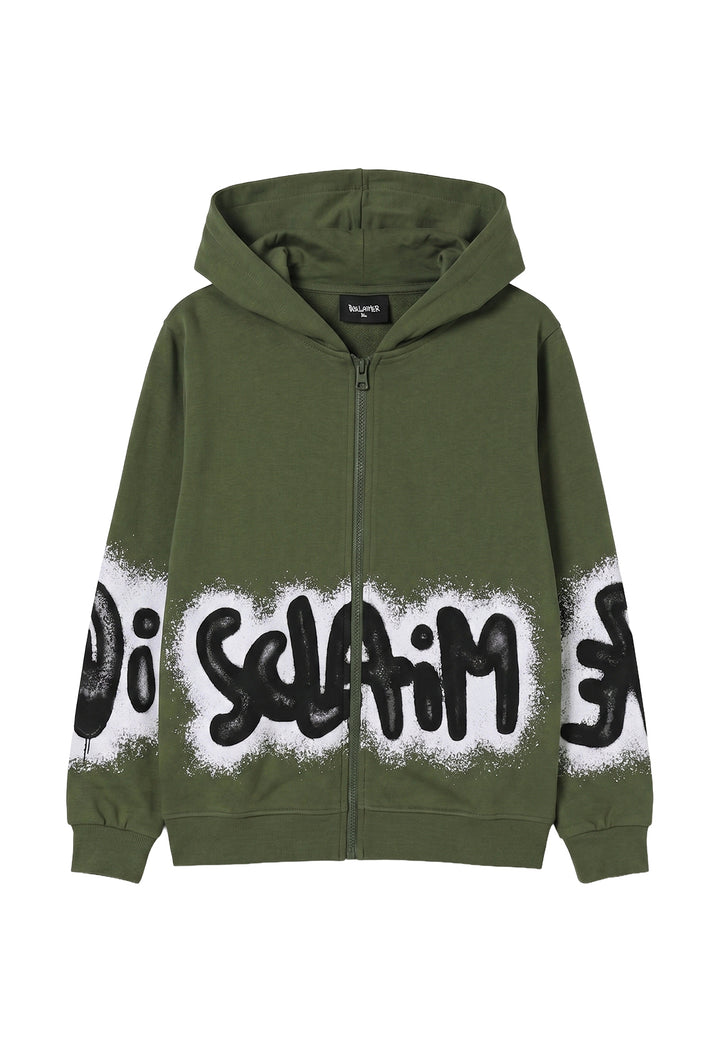 Felpa zip verde per bambino