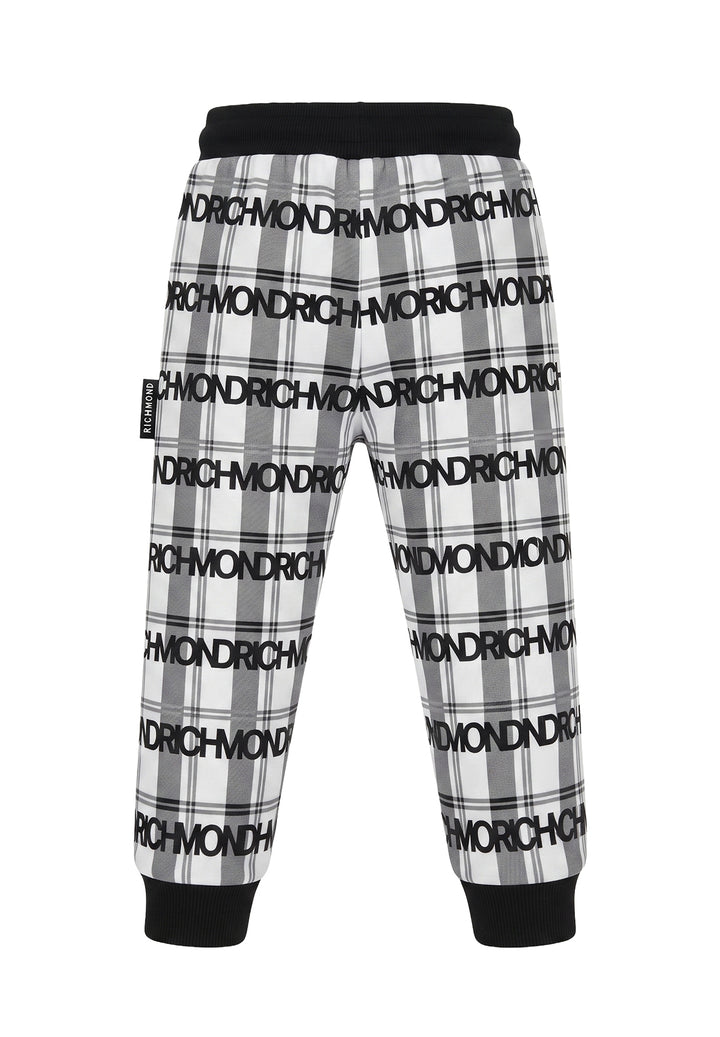 Pantalone felpa bianco-nero per neonato