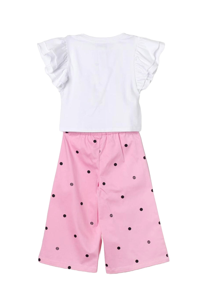 Completo bianco-rosa per bambina