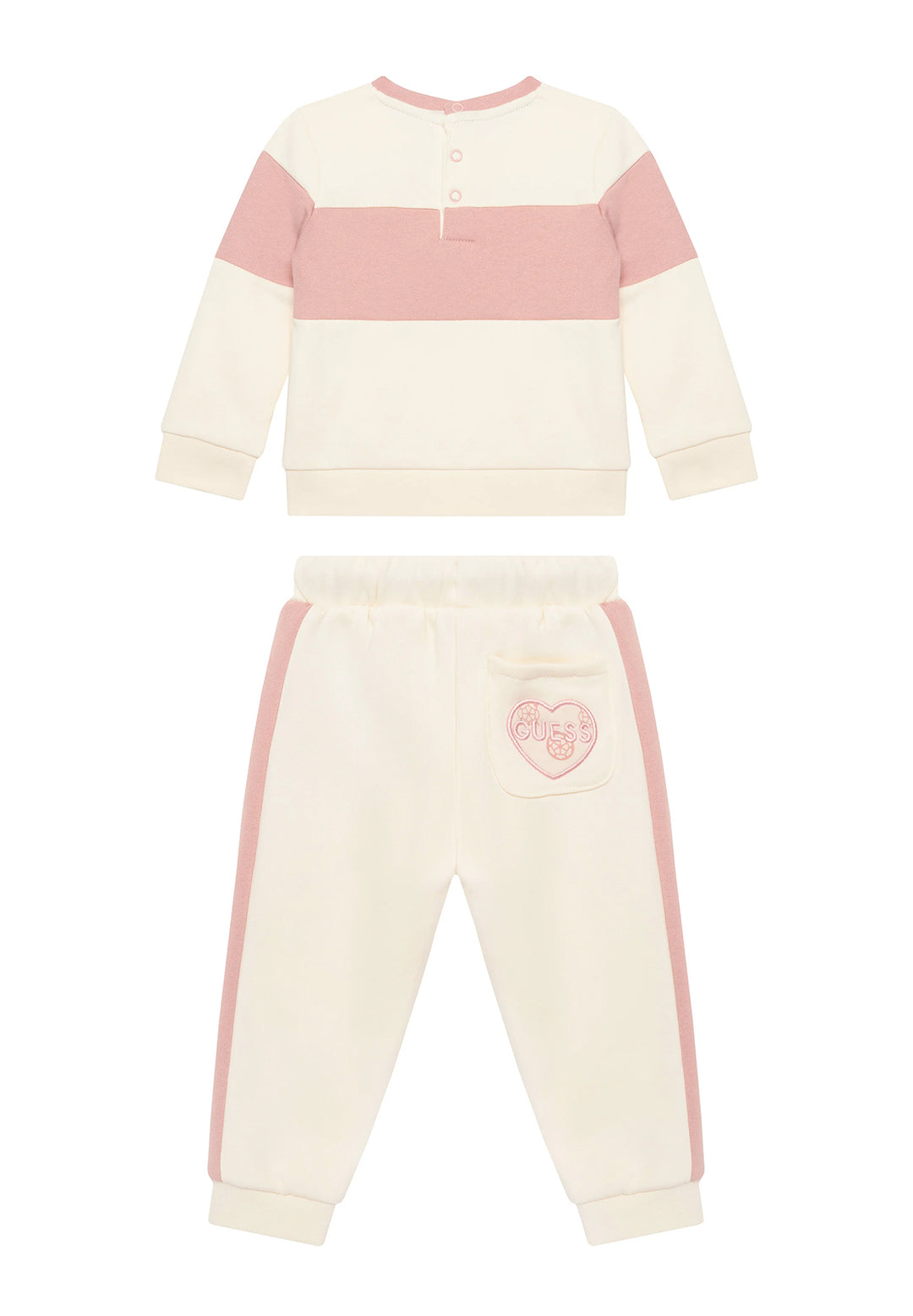 Completo felpa crema-rosa per neonata