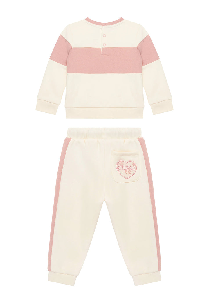 Completo felpa crema-rosa per neonata