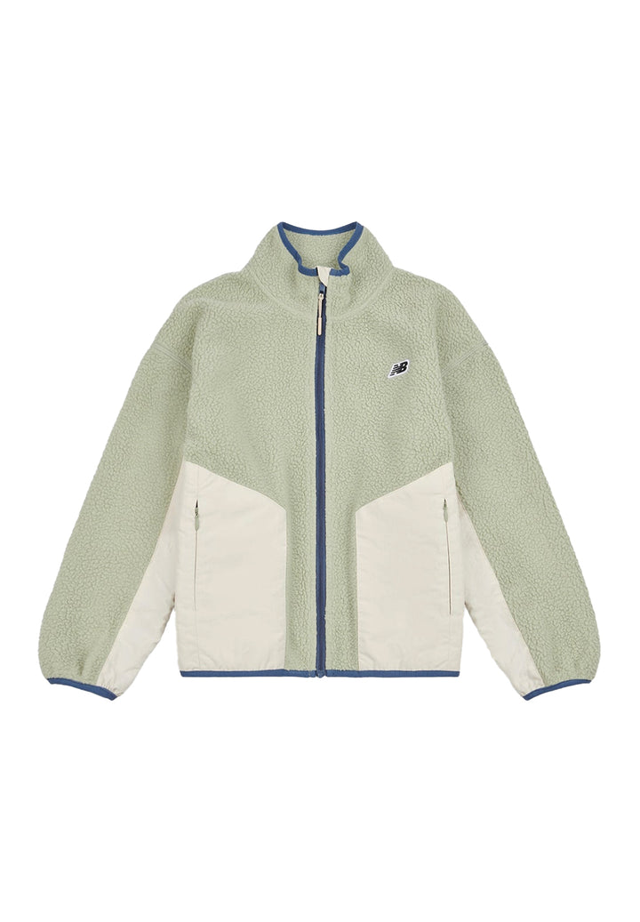 Felpa zip in pile verde per bambino
