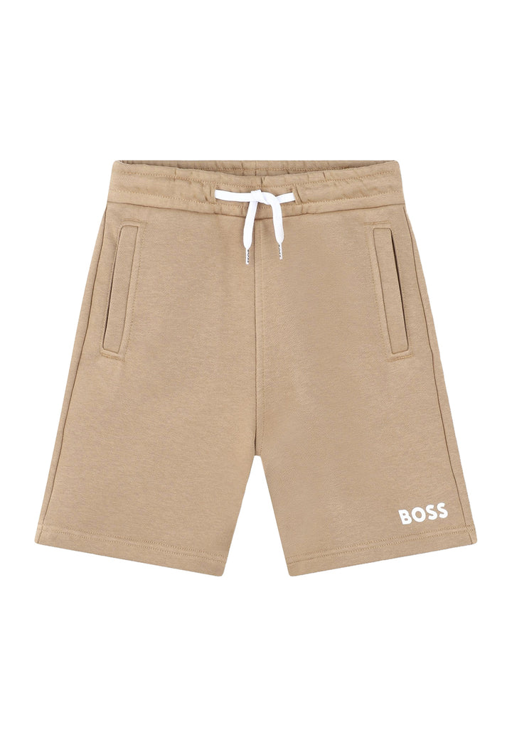 Bermuda felpa beige per bambino