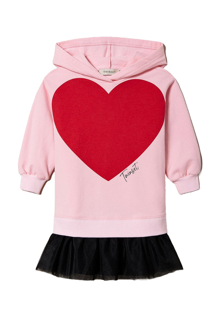 Vestito felpa rosa per bambina