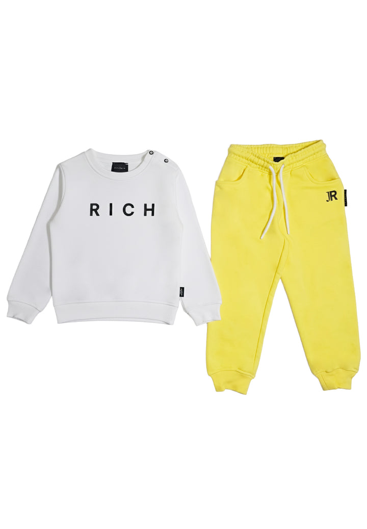 Weißes und gelbes Sweatshirt-Set für Neugeborene