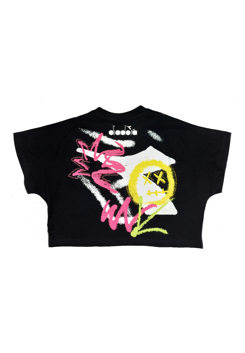 T-shirt cropped nera per bambina