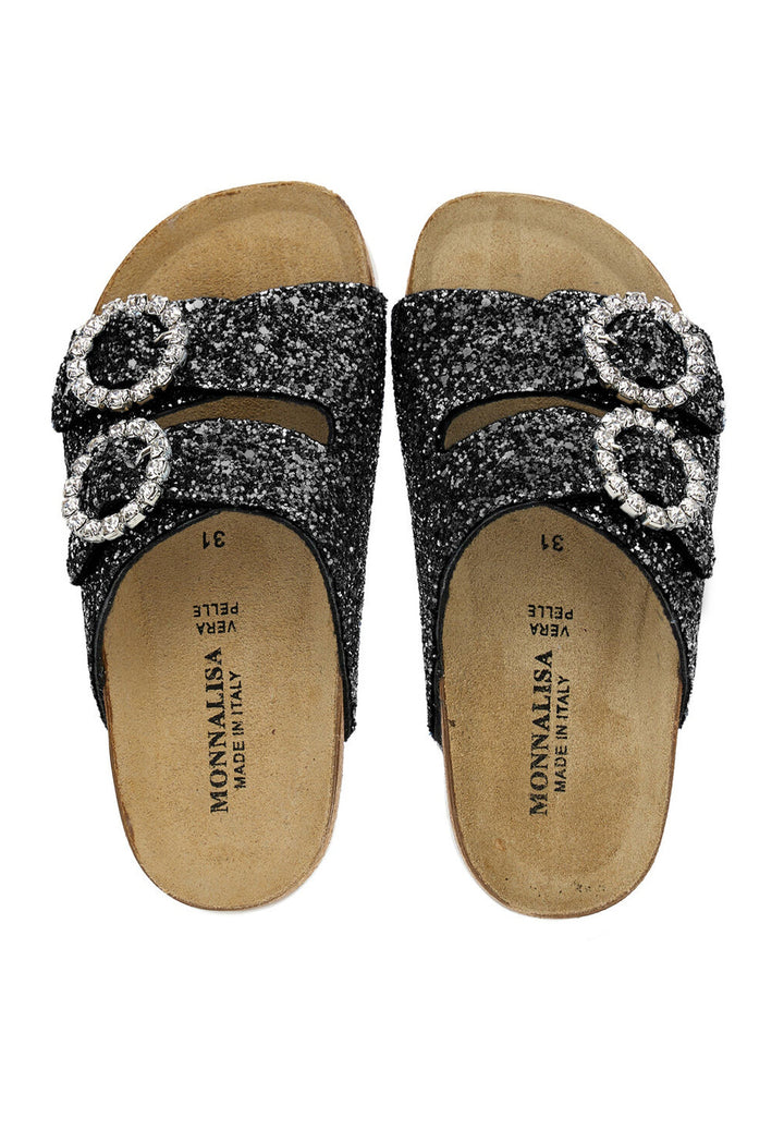 Ciabatte nere glitter per bambina
