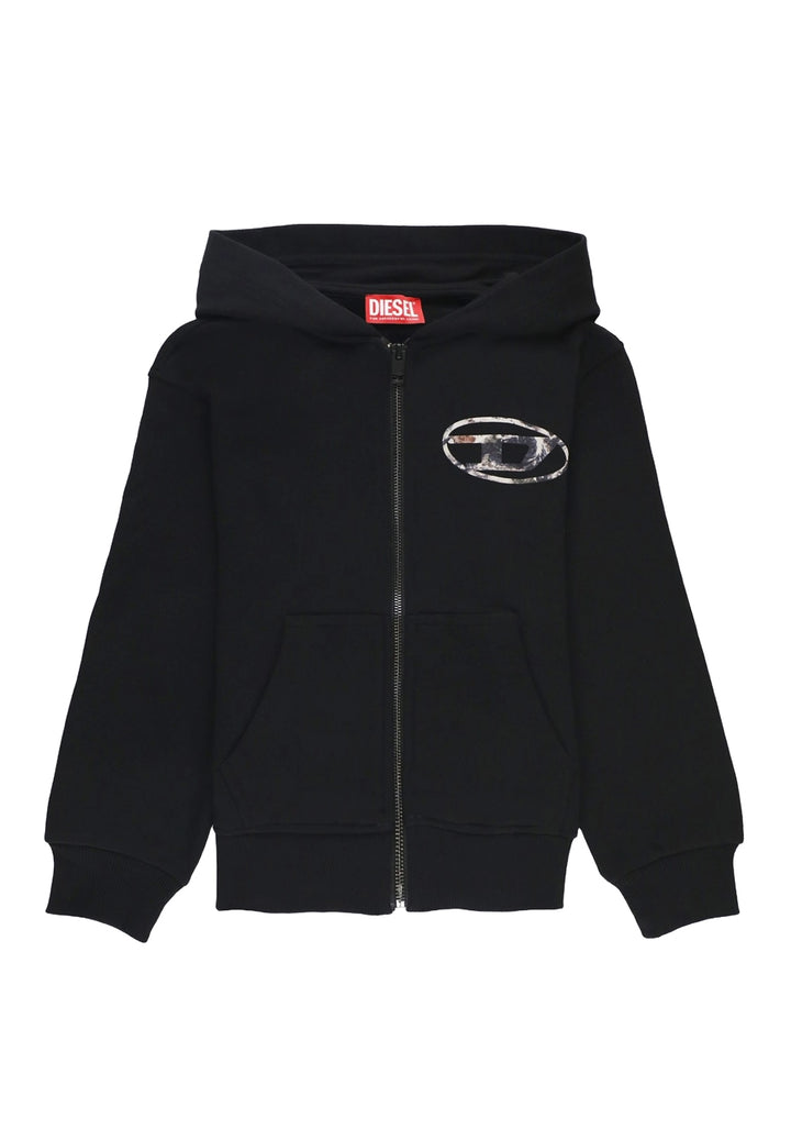 Felpa zip nera per bambino
