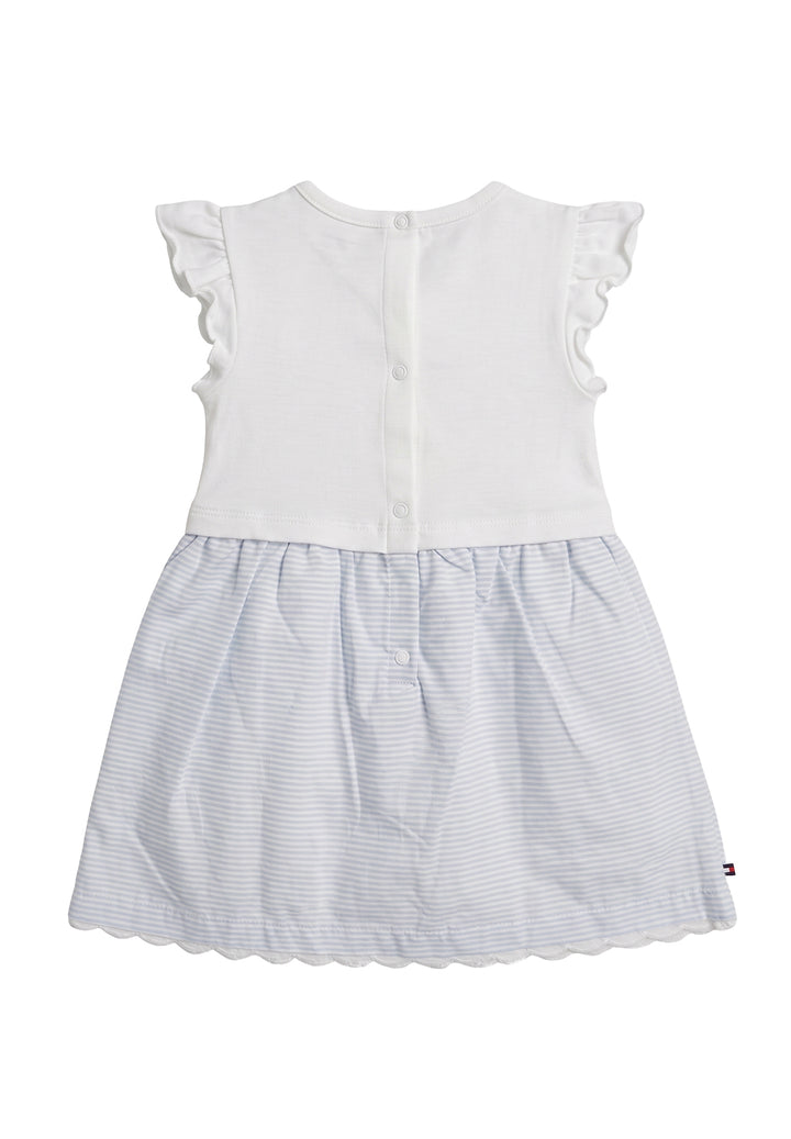Vestito bianco-celeste per neonata
