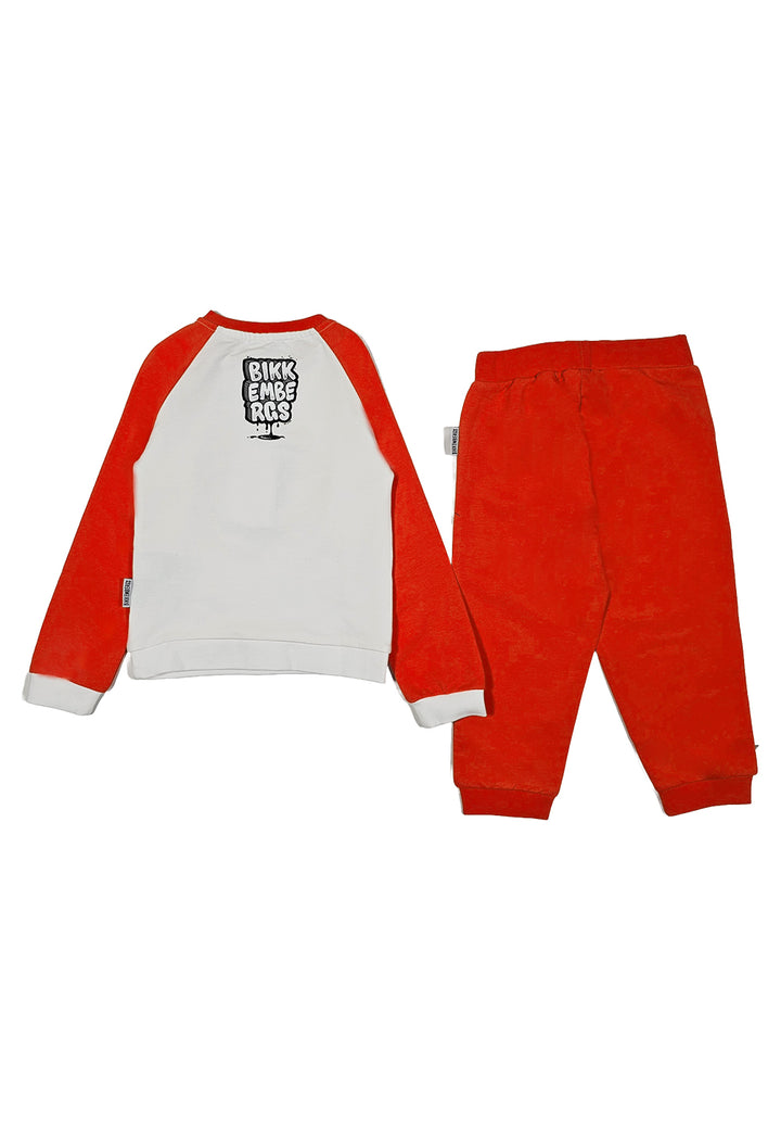 Completo felpa bianco-arancione per bambino