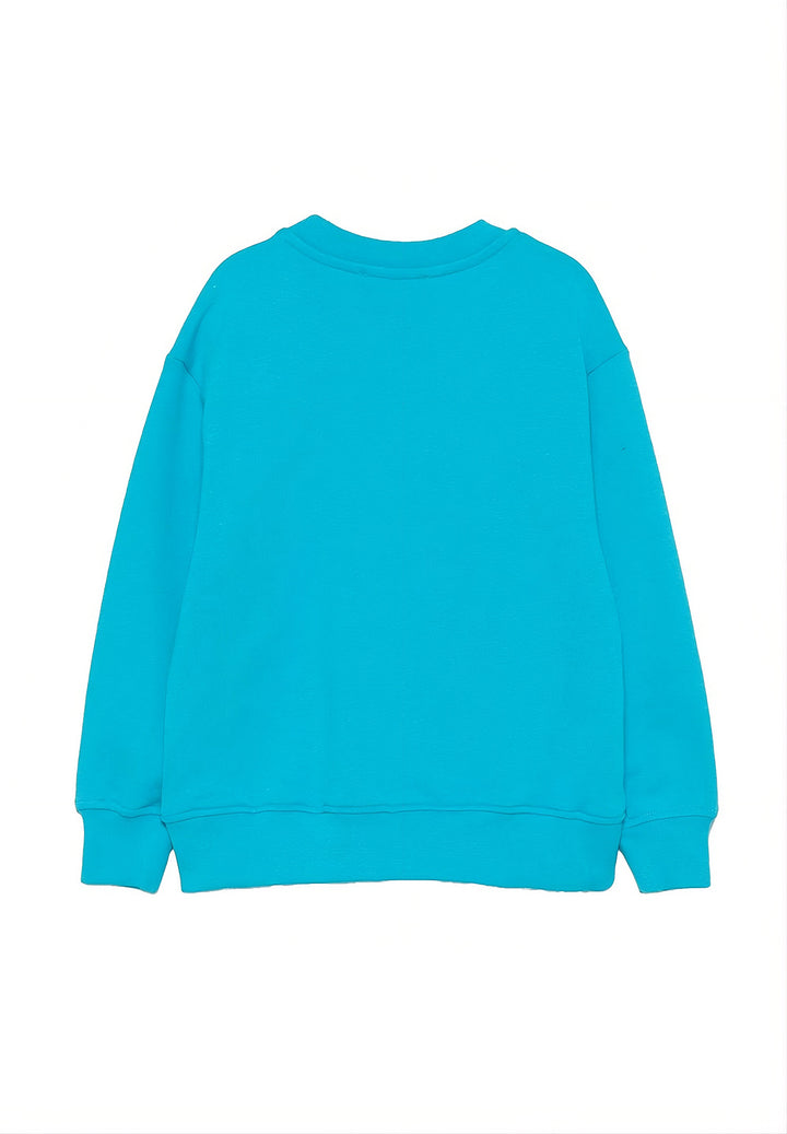 Türkisfarbenes Sweatshirt mit Rundhalsausschnitt für Jungen
