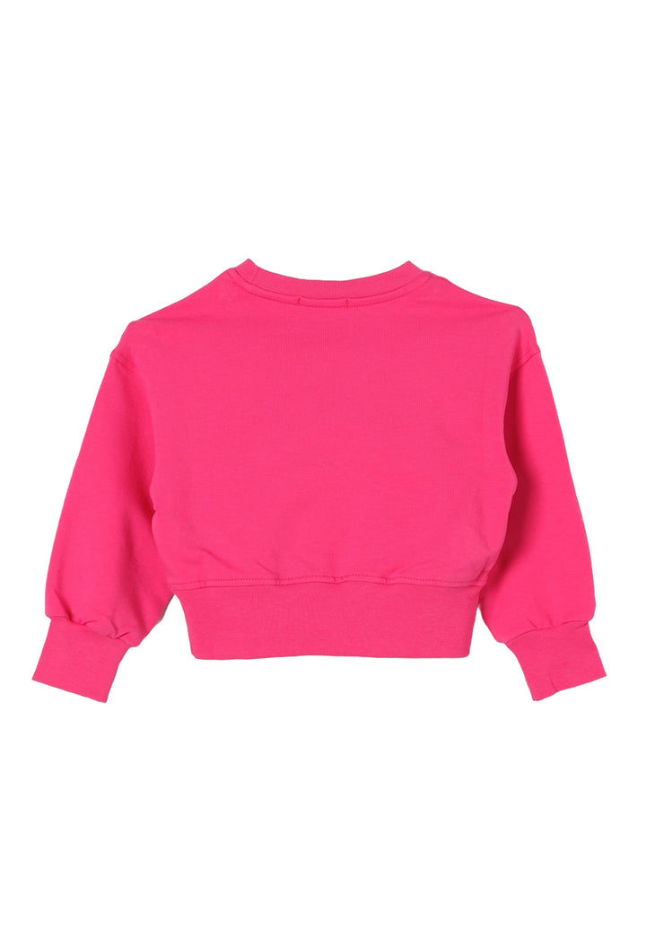 Felpa girocollo fuxia per bambina