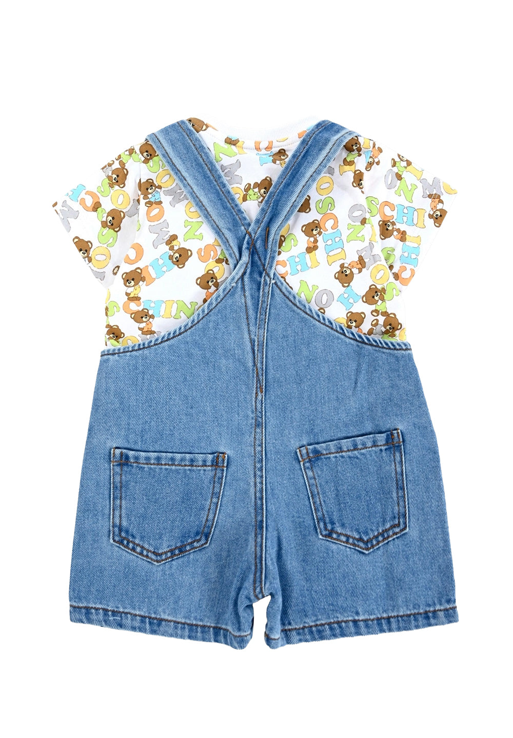 Salopette blu denim per neonato