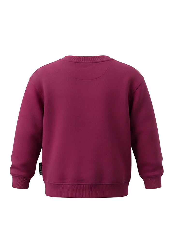Felpa girocollo fuxia per bambina