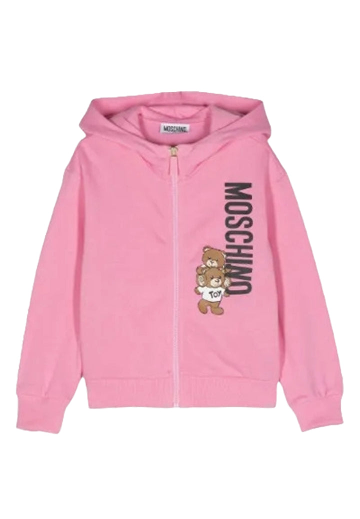 Felpa zip rosa per bambina