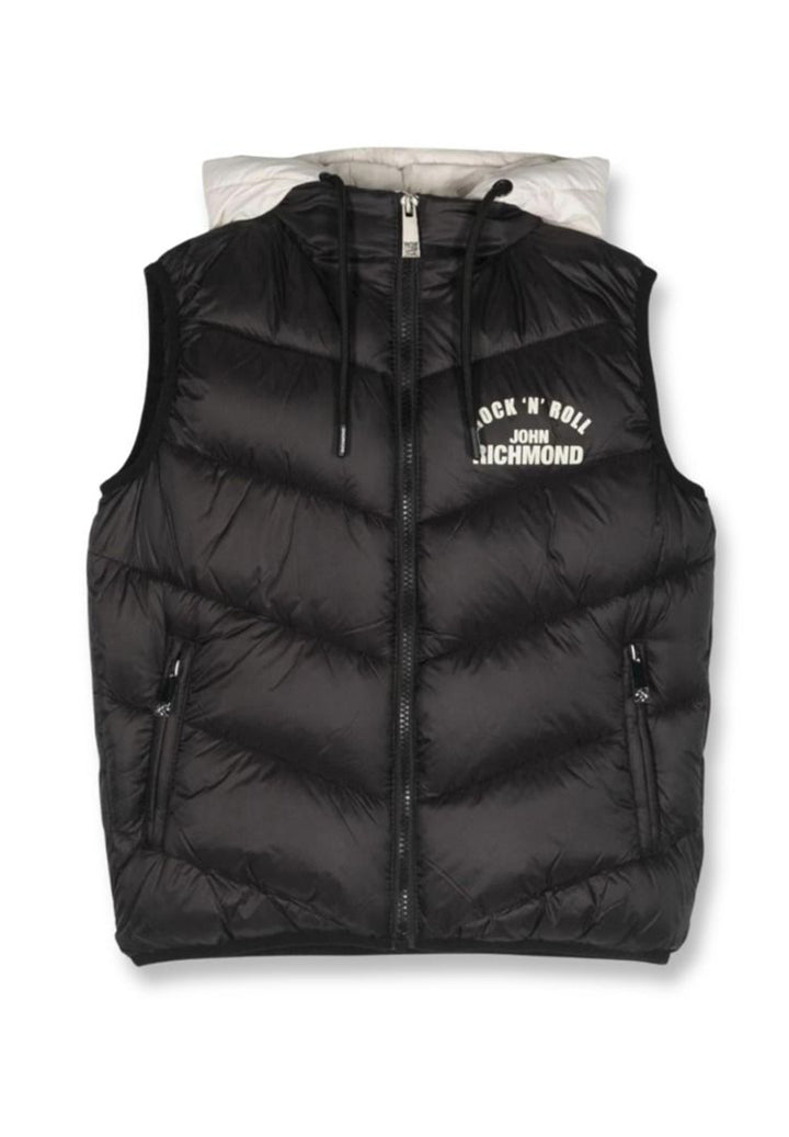 Black-white hooded vest for boys