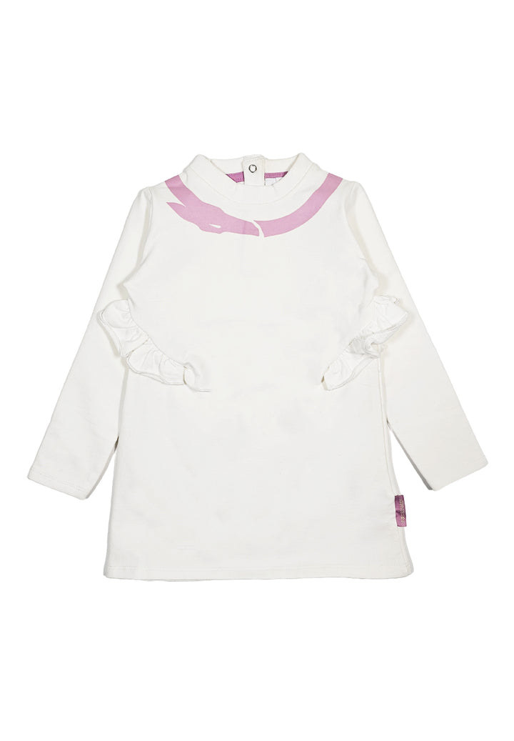 White sweatshirt dress for baby girls