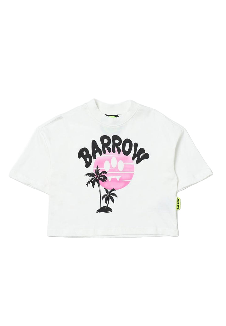 T-shirt cropped bianca per bambina