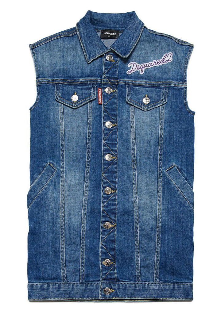 Gilet blu denim per bambina