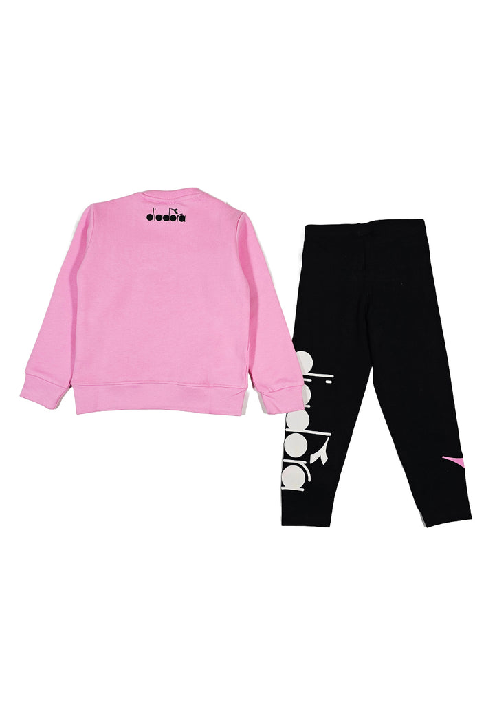 Pink-black sweatshirt set for baby girls