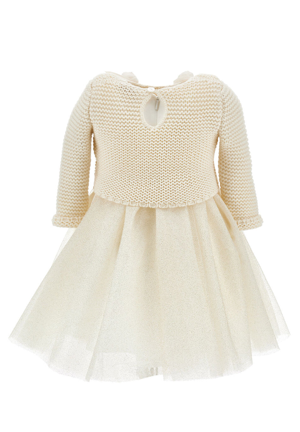 Cream tulle knitted dress for baby girls