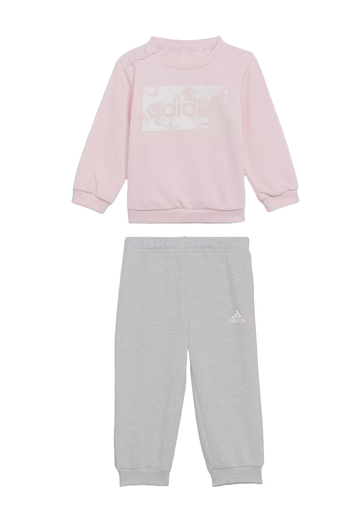 Pink-grey sweatshirt set for baby girls
