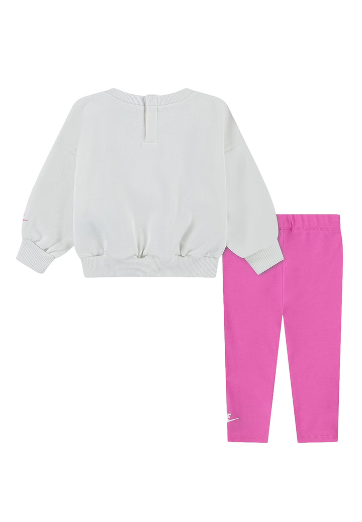Completo felpa bianco-rosa per bambina