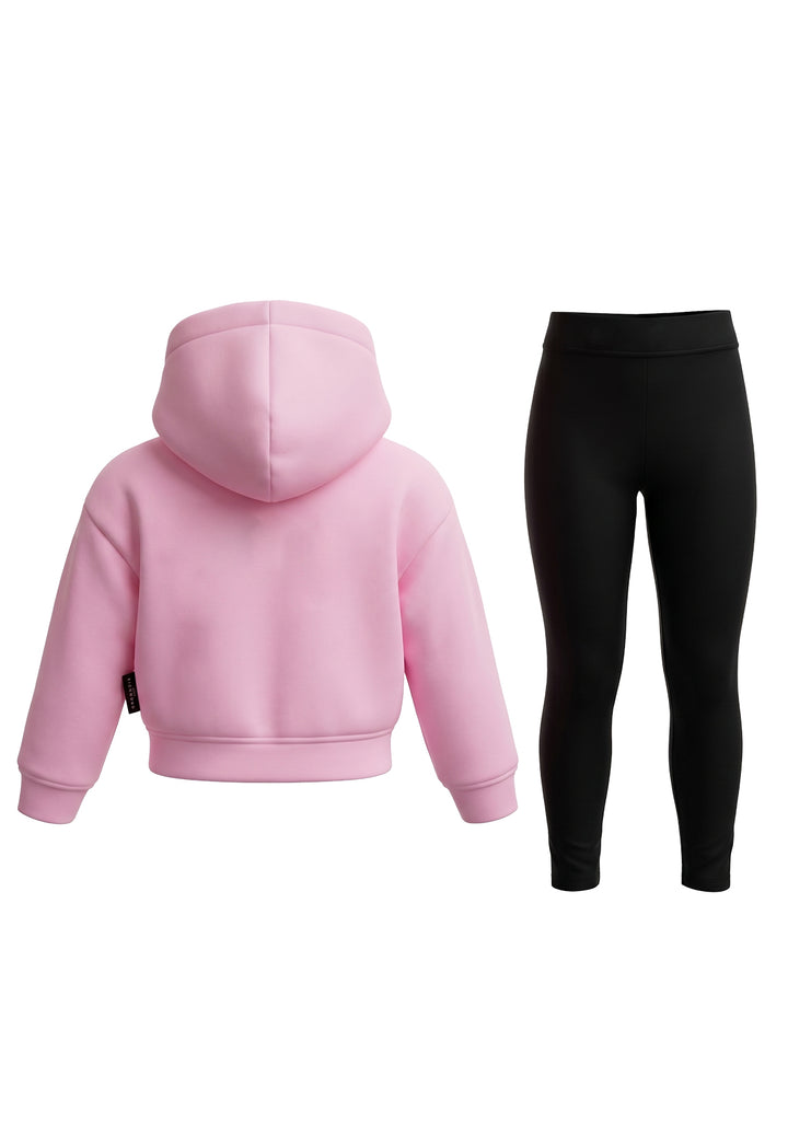 Completo felpa rosa-nero per bambina
