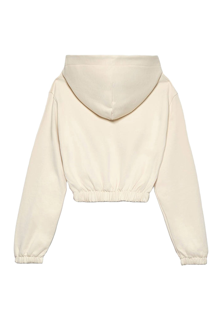 Cream hooded sweatshirt for girls