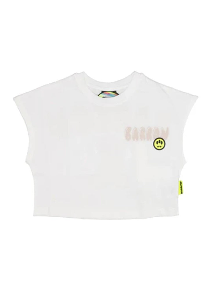 T-shirt cropped bianca per bambina