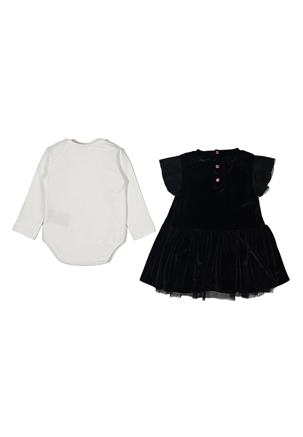 Set vestito+body bianco-nero per bambina