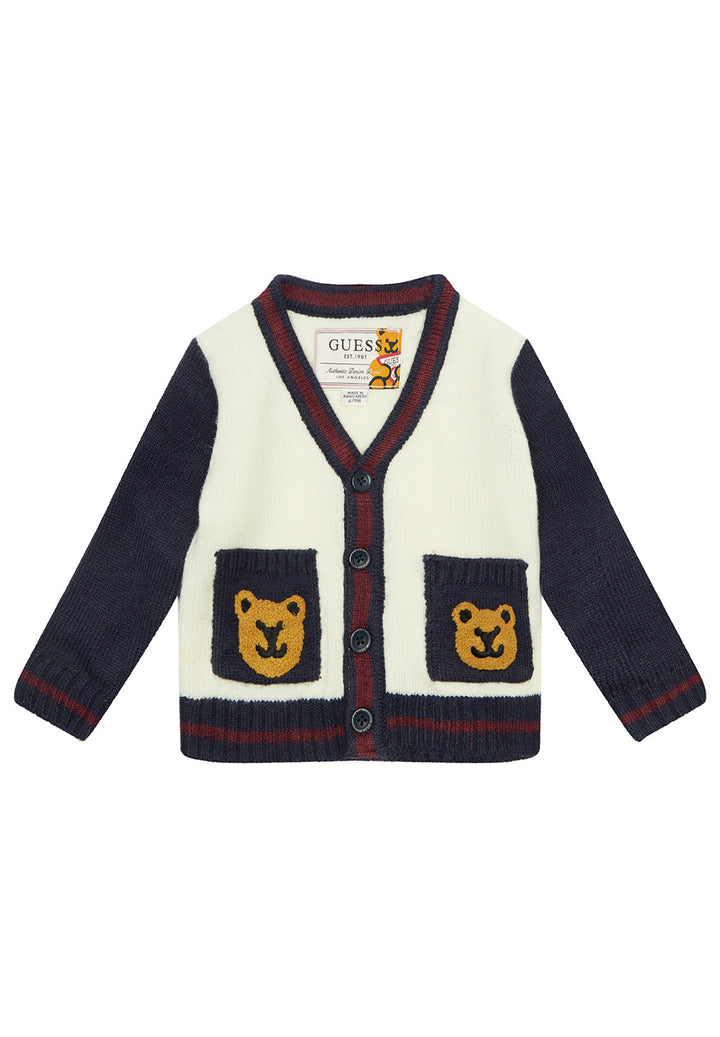 Cardigan bianco-blu per neonato