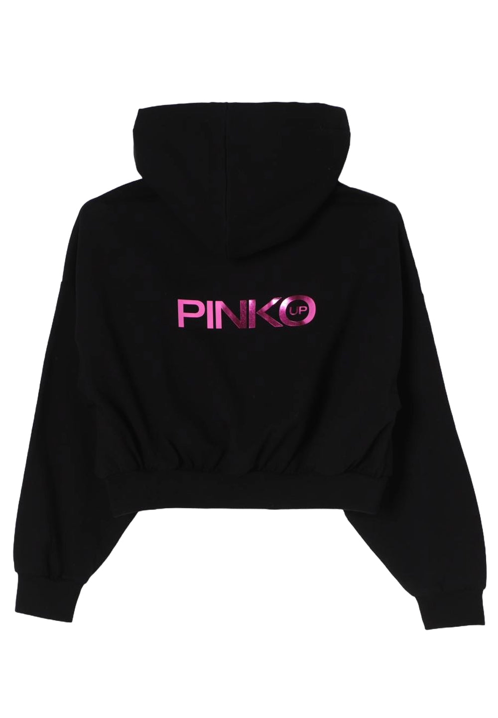 Felpa zip con cappuccio nera per bambina