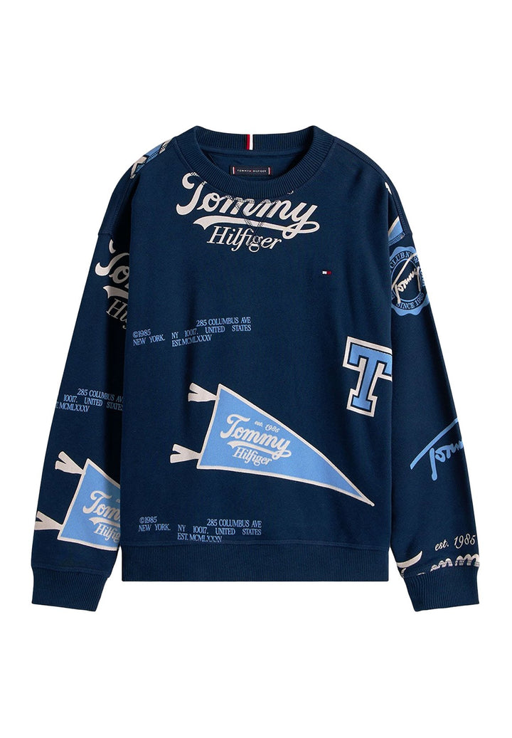 Felpa girocollo blu navy per bambino