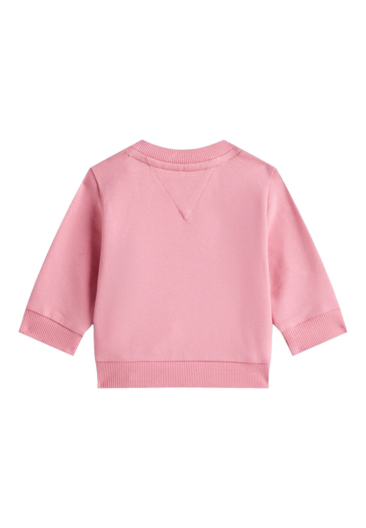 Felpa girocollo rosa per neonata