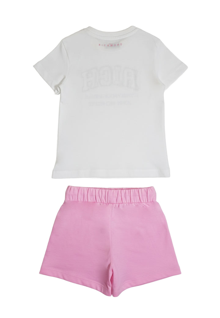 Completo bianco-rosa per bambina