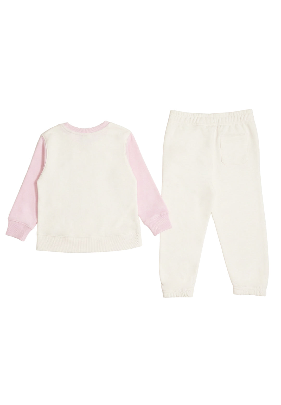 Completo felpa bianco-rosa per neonata