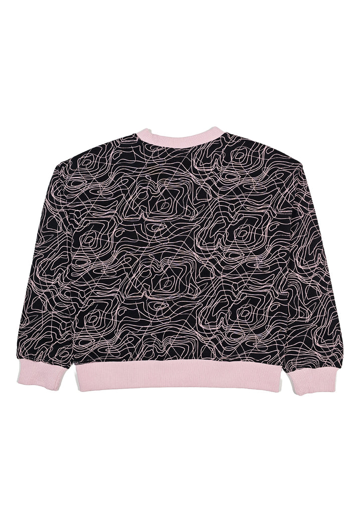 Black-pink crewneck sweatshirt for girls