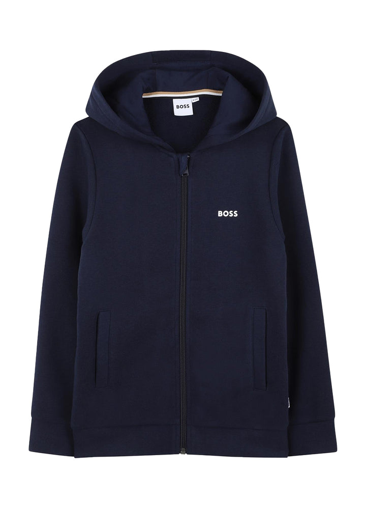 Felpa zip con cappuccio blu per bambino